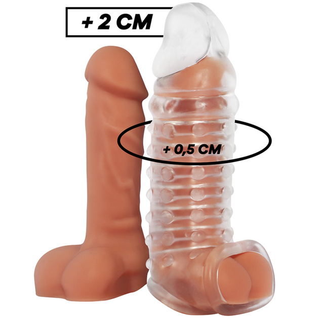 Gaine fermée texturée à picots transparente +2 cm — V11 · Virilxl · Gaines & extensions