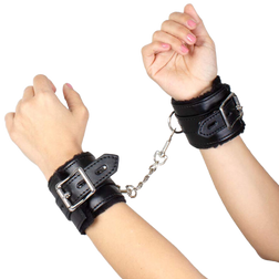 Menottes bondage simili cuir et peluche — BDSM Playing Kinky