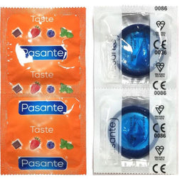 Penisbecher Pasante aromatisierte Heidelbeer-Kondome — 144er-Pack aus blauem Latex, Vorderansicht