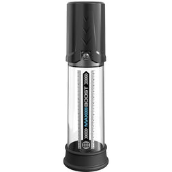 Pompe pénis modèle Max Boost en ABS transparent pour le plaisir intime.