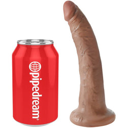 Realistic curved dildo, 17.5 cm, in caramel PVC.
