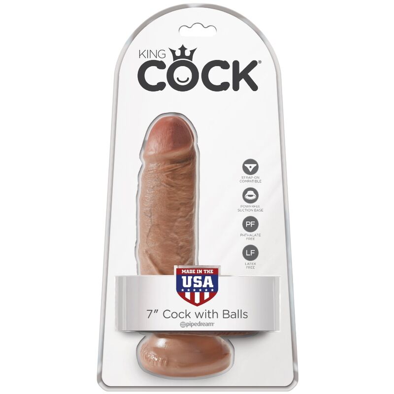 KING COCK PENIS REALISTE AVEC BOULES 132 CM CARAMEL