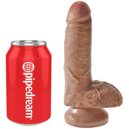 Gode réaliste avec testicules caramel, 19,4 cm au total