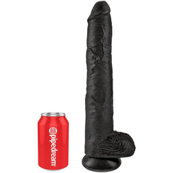 Black King Cock realistic dildo with suction cup, 35.6 cm long.
