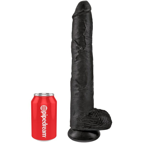 Gode réaliste modèle géant noir 30 cm noir pour le plaisir intime.
