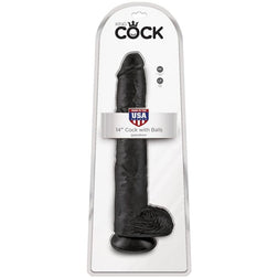 Black King Cock realistic dildo with suction cup, 35.6 cm long.