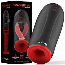 Masturbateur chauffant Swing-R noir et rouge avec fonction va-et-vient