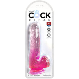 Gode réaliste Clear 13,5 cm rose ventouse - vue produit de profil