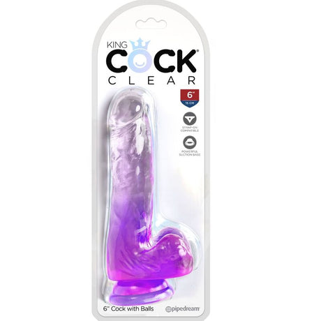 KING COCK CLEAR PENIS REALISTE AVEC BOULES 135 CM VIOLET