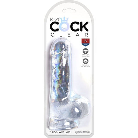 KING COCK CLEAR PENIS REALISTE AVEC BOULES 135 CM TRANSPARENT