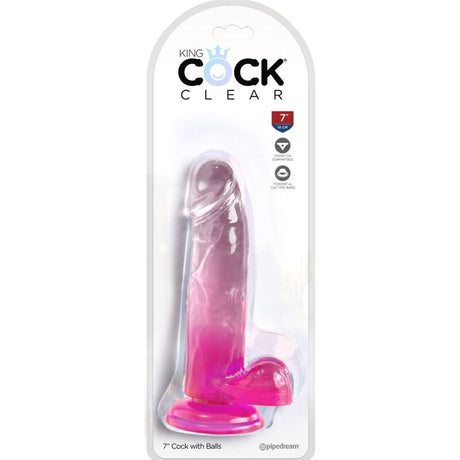 KING COCK CLEAR PENIS REALISTE AVEC BOULES 152 CM ROSE