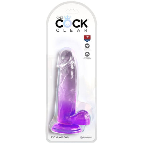 KING COCK CLEAR PENIS REALISTE AVEC BOULES 152 CM VIOLET