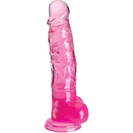 KING COCK CLEAR PENIS REALISTE AVEC BOULES 165 CM ROSE