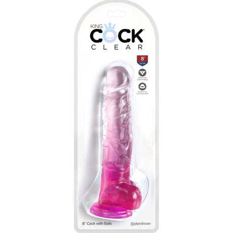 KING COCK CLEAR PENIS REALISTE AVEC BOULES 165 CM ROSE