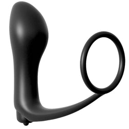 Stimulateur prostate Anal Fantasy Elite Collection Plug prostatique vibrant avec cockring intégré — Ass-Gasm en Silicone n...