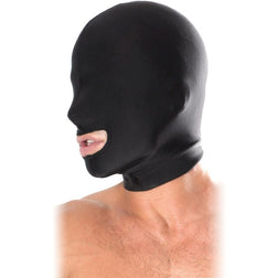 Cagoule bouche ouverte en spandex noir extensible