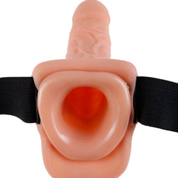 Harnais avec gode creux vibrant 18,9 cm — commande filaire