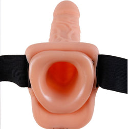 Harnais avec gode creux vibrant 24 cm — commande filaire