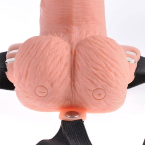 FETISH FANTASY SERIES HARNAIS REGLABLE TELECOMMANDE PENIS REALISTE AVEC TESTICULES RECHARGEABLES ET VIBRATEUR 15 CM