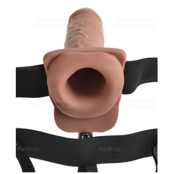 Harnais avec gode creux vibrant 20,3 cm — 17,8 cm insérables