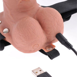 Harnais avec gode creux vibrant 20,3 cm — 17,8 cm insérables