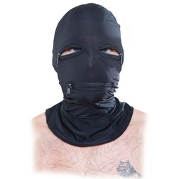 Cagoule zippée yeux et bouche en spandex noir