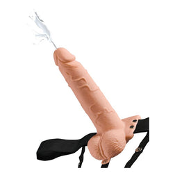 Squirting hollow dildo 19 cm with harness for men