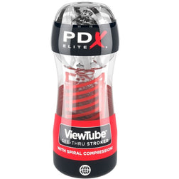 Vue de profil du masturbateur transparent ViewTube 2 avec sa gaine spirale