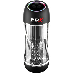 Masturbateur automatique transparent avec bandeau LED multicolore et double moteur