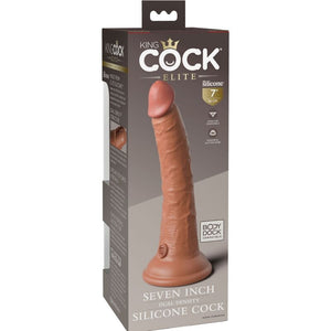 Gode réaliste silicone dual density 18 cm caramel — vue de profil