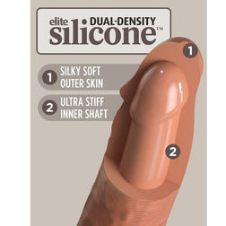 Realistic silicone dual-density dildo, 20 cm, caramel