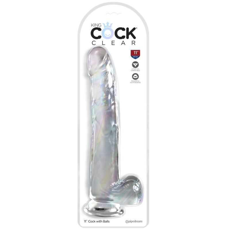 KING COCK CLEAR GODE AVEC TESTICULES 248 CM TRANSPARENT