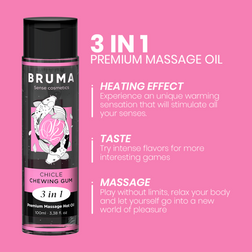 Huile de massage chauffante 3-en-1 bubble gum 100 ml