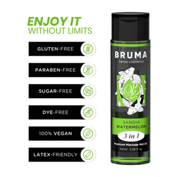 Huile de massage chauffante comestible pastèque 100 ml — BRUMA