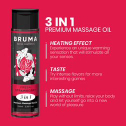 Huile de massage chauffante comestible fraise 100 ml