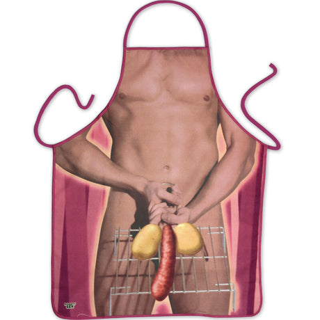 Accessoire modèle Tablier de cuisine corps musclé et butifarra au grill pour le plaisir intime.