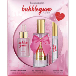 Huile massage Bijoux Love Cosmetiques Coffret massage gourmand 3 produits Bubblegum Play Kit — Bijoux Indiscrets vu de face