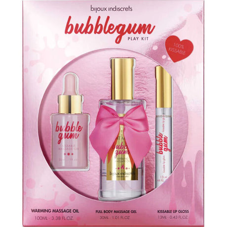 BIJOUX INDISCRETS KIT DE JEU BUBBLEGUM AVEC HUILE GEL ET BRILLANT LEVRES