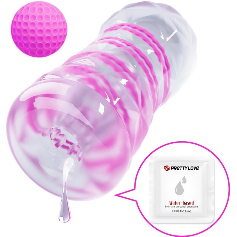 Masturbateur transparent spirale + balle texturée — vue détaillée