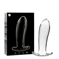 Plug anal verre 12,5 cm tête bulbe allongée — Nebula 5 en Verre rose 12.5 cm vu de face