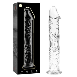 Gode réaliste Gode verre réaliste veiné soufflé main 17 cm