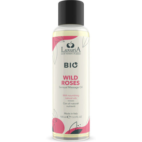 Huile de massage bio roses sauvages 100 ml vue de face