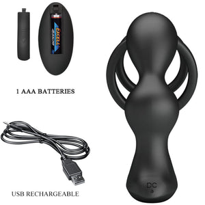 Cockring double anneau + masseur prostatique vibrant télécommandé — autre angle