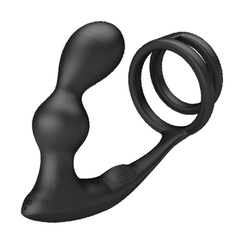 Cockring double anneau + masseur prostatique vibrant télécommandé — vue détaillée