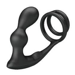 Cockring double anneau + masseur prostatique vibrant télécommandé — vue détaillée