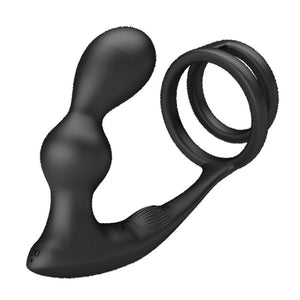 Cockring double anneau + masseur prostatique vibrant télécommandé — vue détaillée