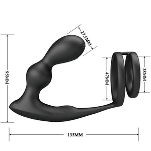 Cockring double anneau + masseur prostatique vibrant télécommandé — présentation