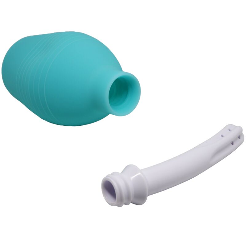 Poire de lavement anal caoutchouc bleu — en situation