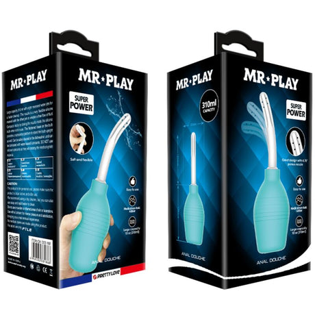 Poire de lavement anal caoutchouc bleu — vue de profil