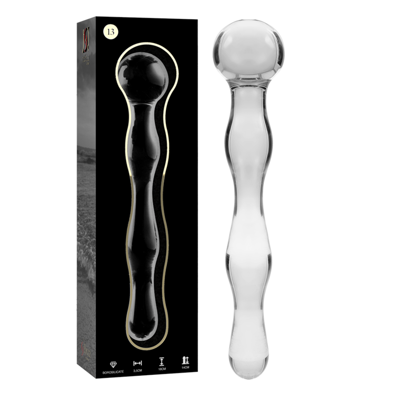 Gode en verre droit 18 cm Ø 3,5 cm — vue de profil